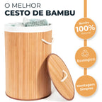 Cesto de Roupas de Bambu com Forro em Tecido