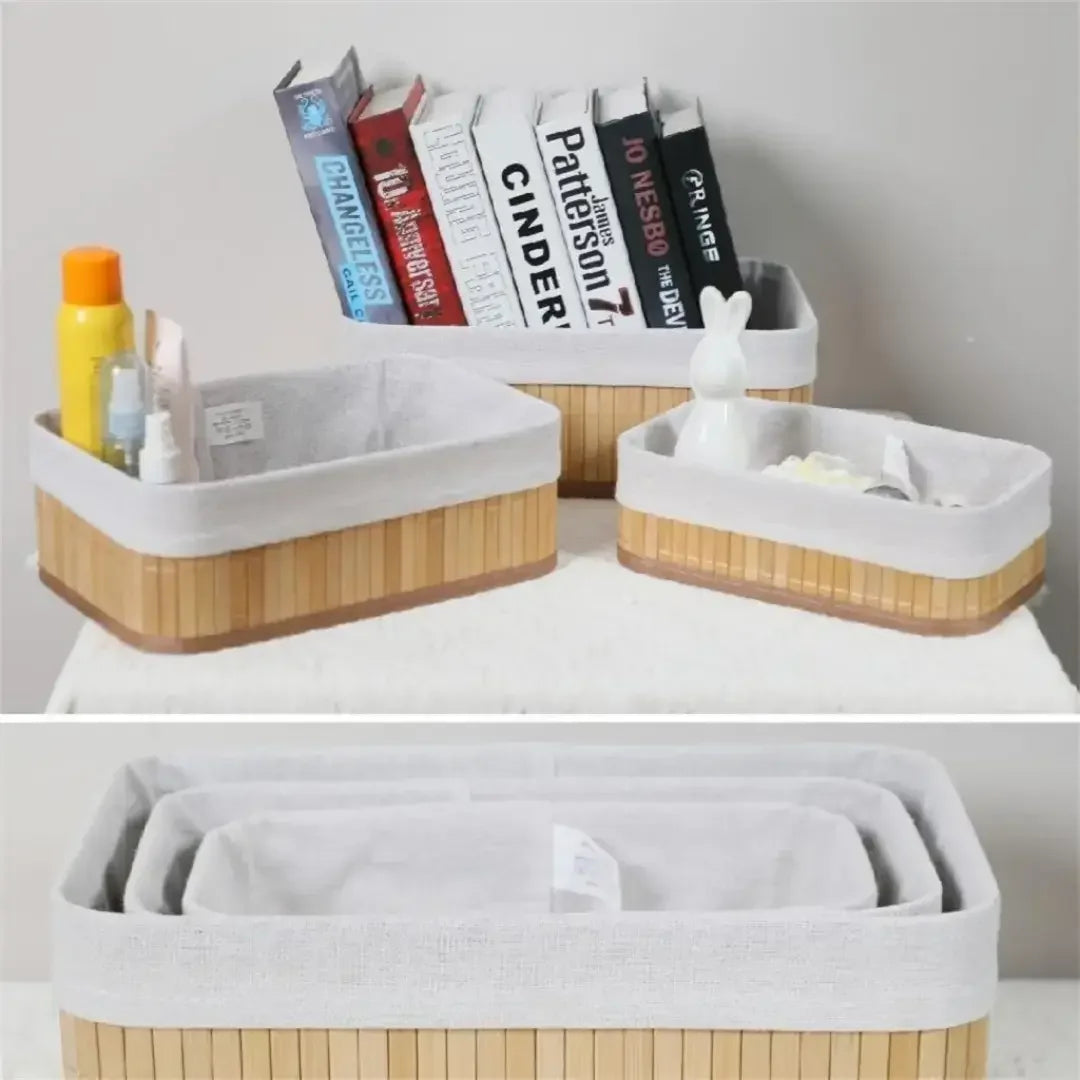 Cestos Organizadores de Bambu Kit 3