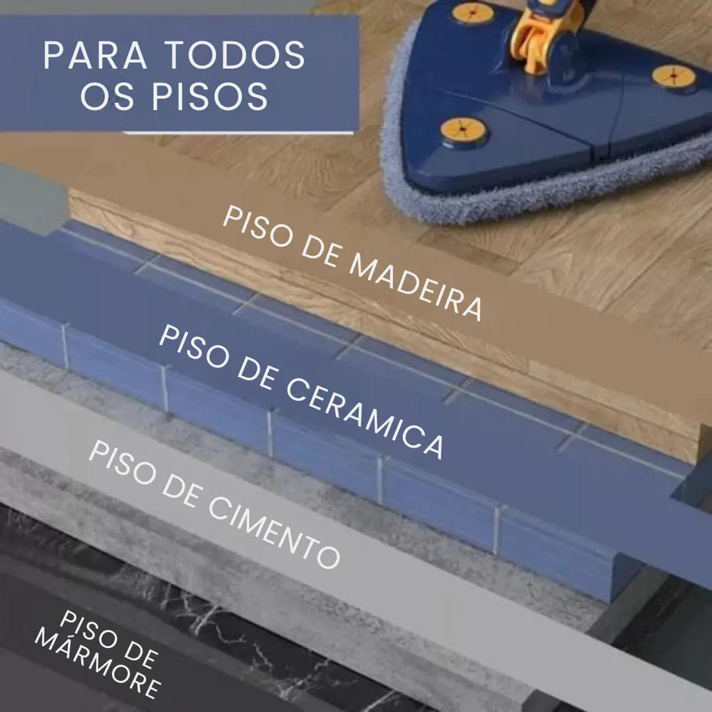 Mop de Limpeza Triangular 360° + Refil Grátis - Modern Casa