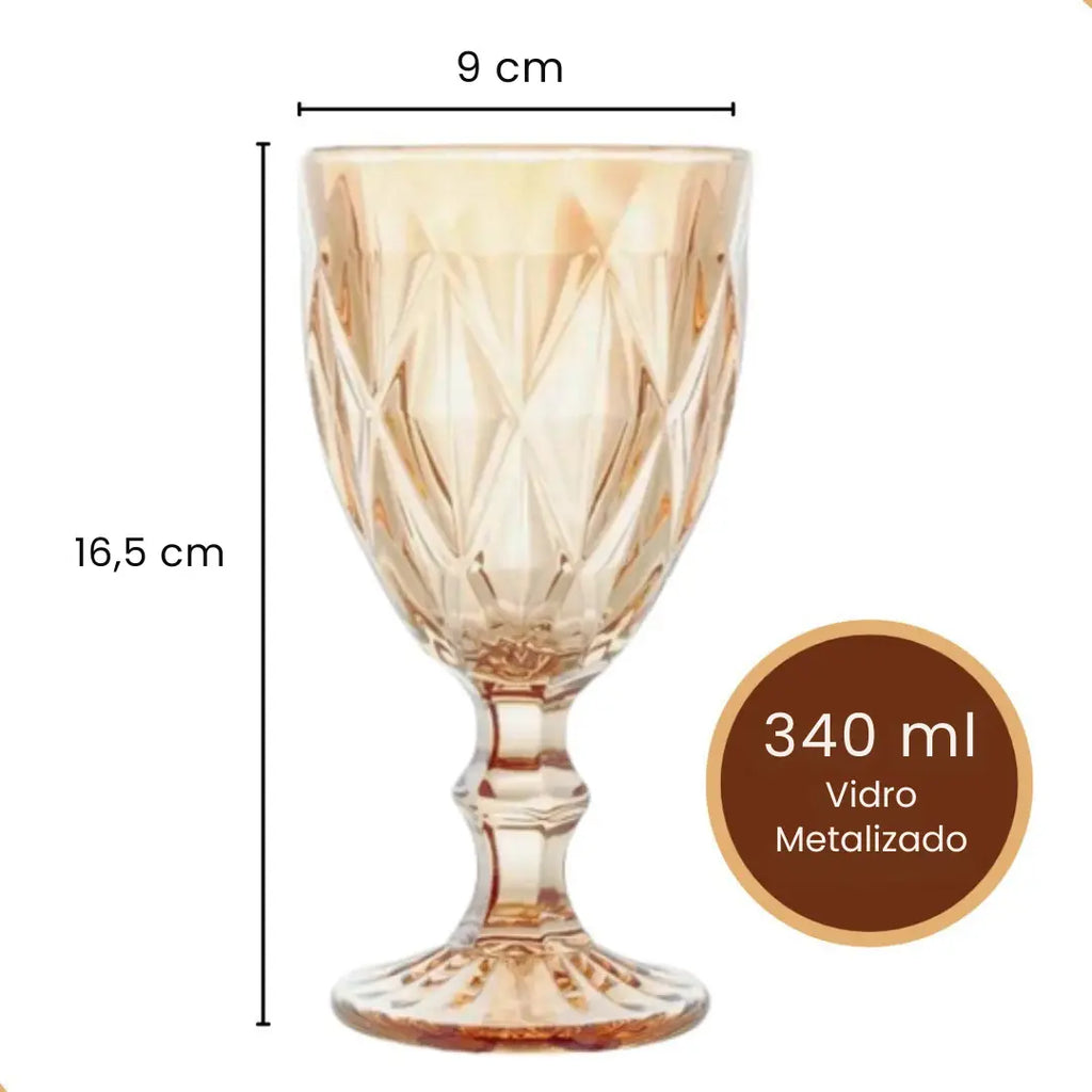 Jogo de Taças Diamond 6 peças Ãmbar - Modern Casa