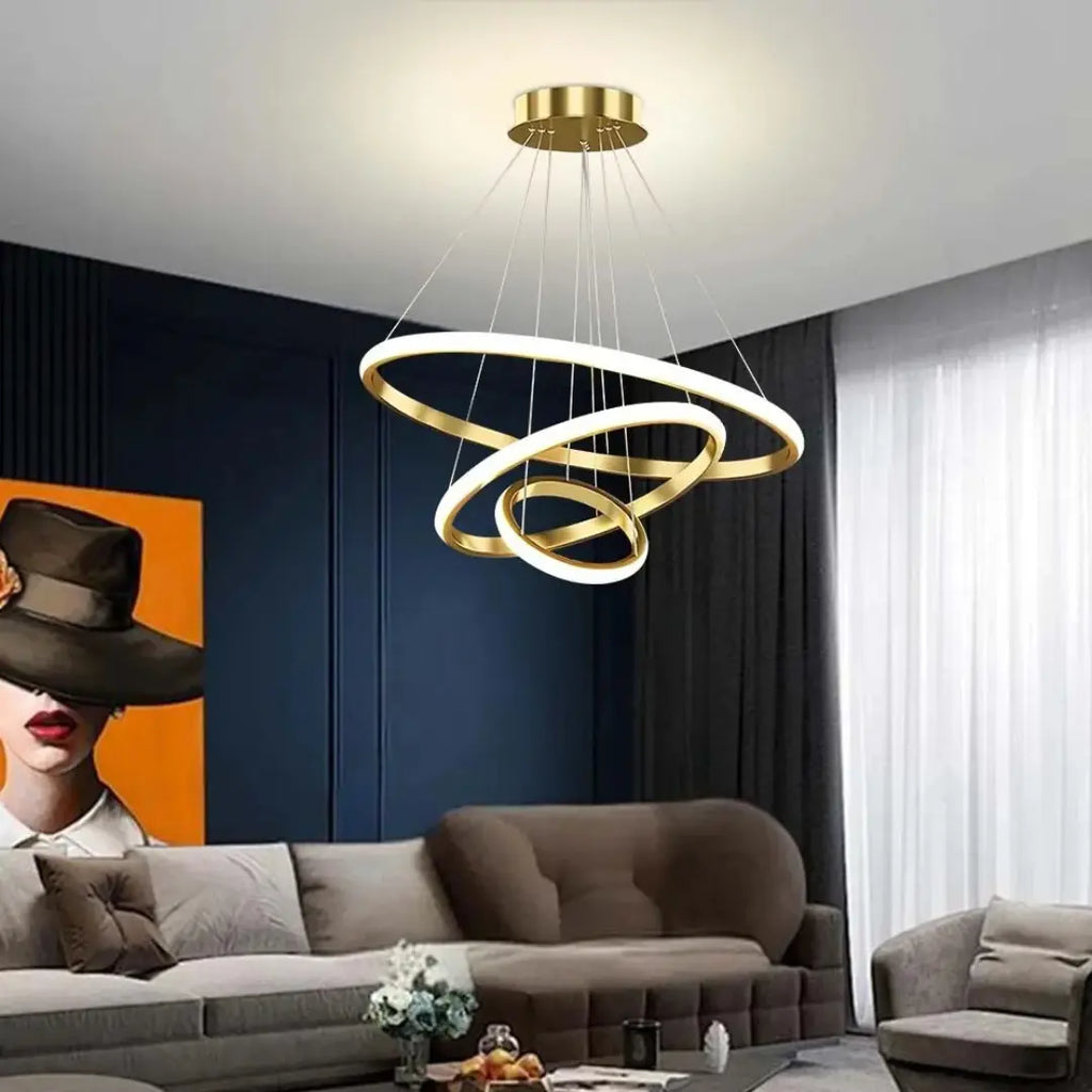 Luminária De Teto Led Pendente 3 Anéis