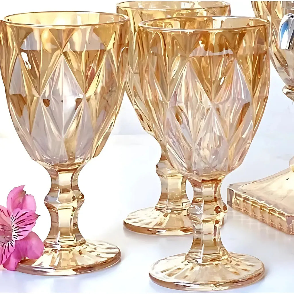 Jogo de Taças Diamond 6 peças Ãmbar - Modern Casa