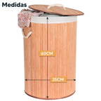 Cesto de Roupas de Bambu com Forro em Tecido