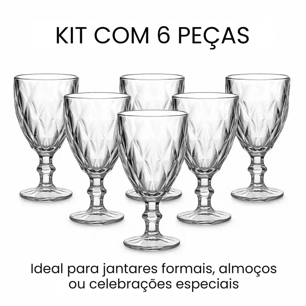 Jogo de Taças Diamond 6 peças Transparente