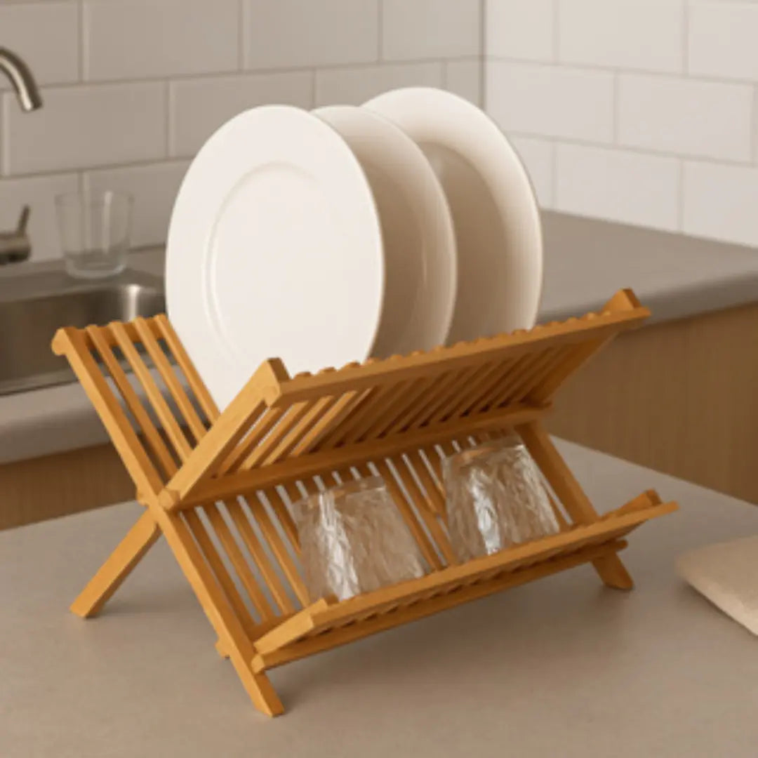 Escorredor de Louças em Bambu Dobrável