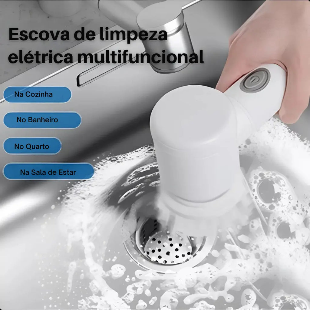 Escova de Limpeza Elétrica Multifuncional Turbo Clean - Modern Casa