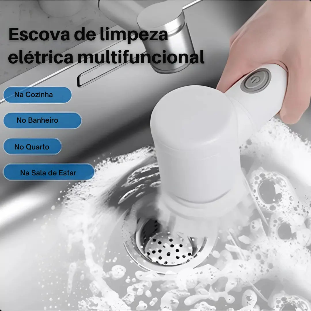 Escova de Limpeza Elétrica Multifuncional Turbo Clean - Modern Casa