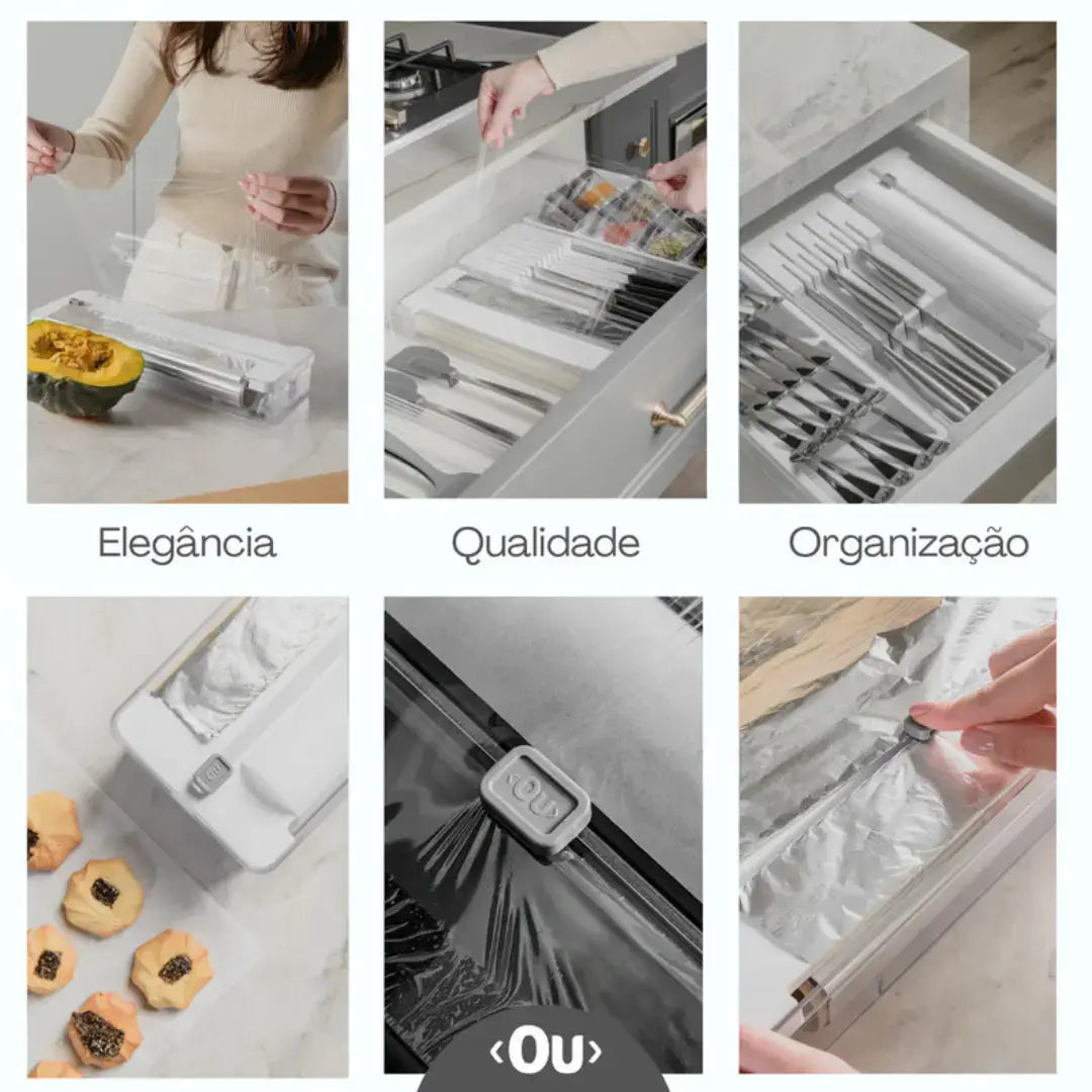 Organizador de Rolos Papel Filme Alumínio Duplo Clear