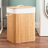 Cesto de Roupa Bambu c/ Tampa Retangular