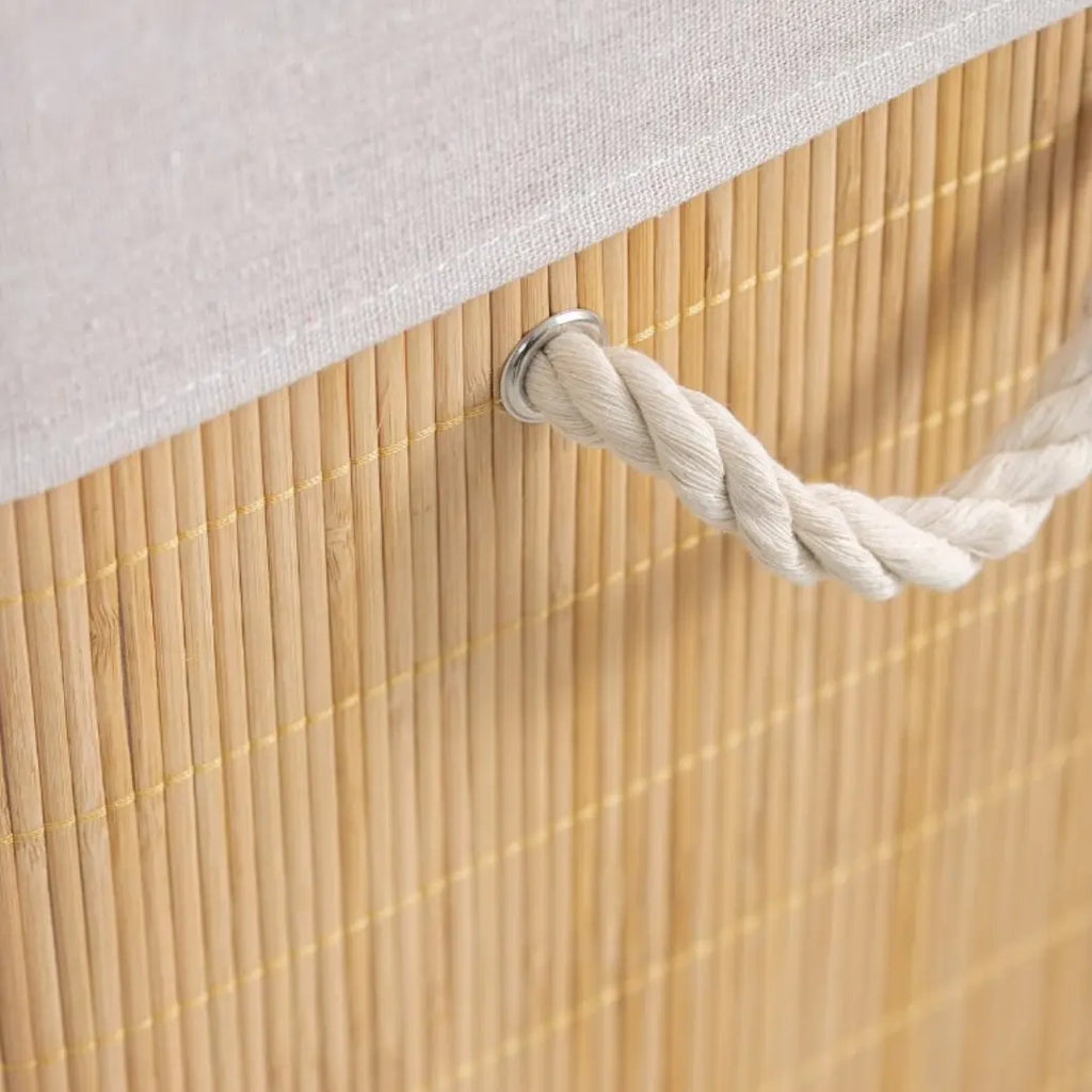 Cesto de Roupas de Bambu com Forro em Tecido