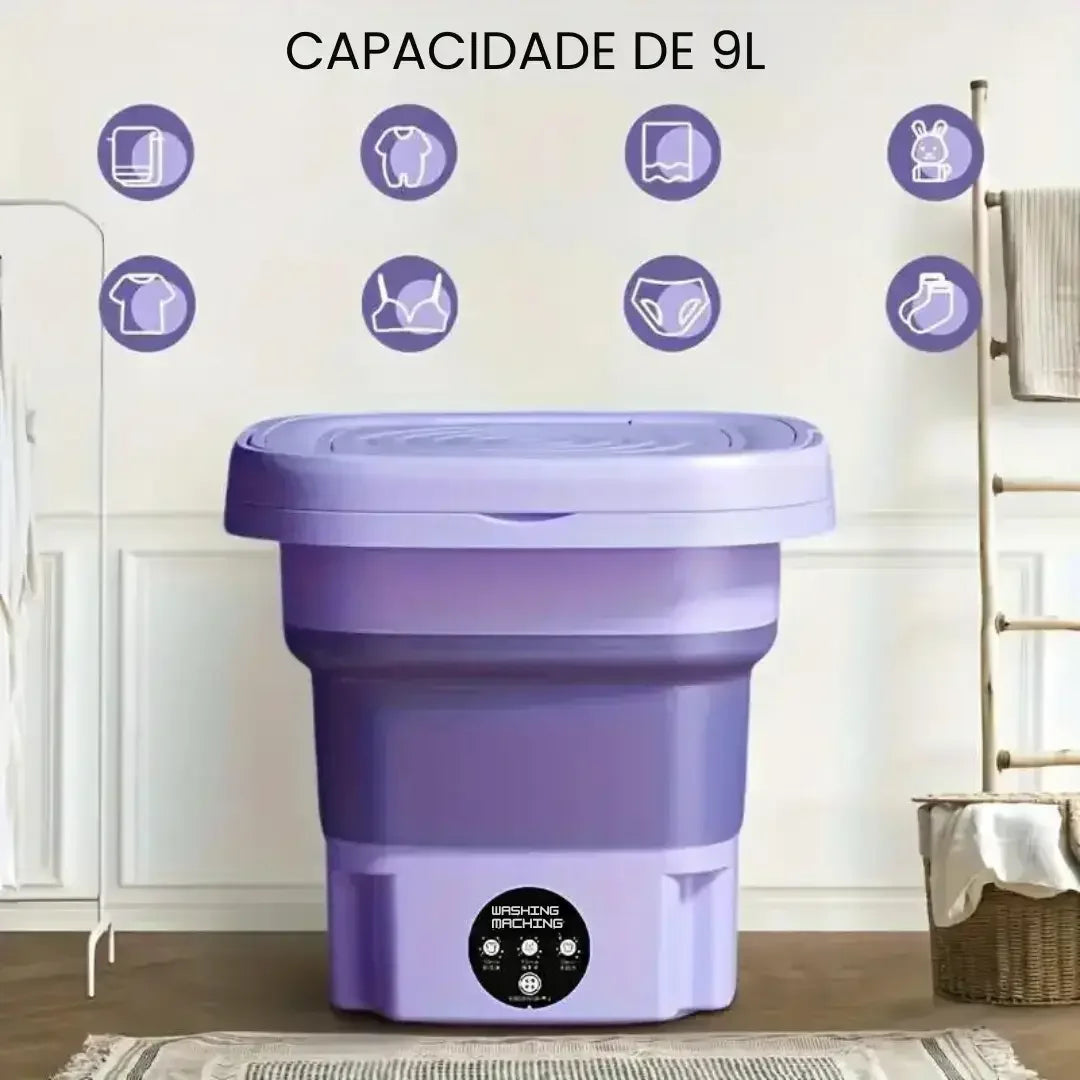 Mini Máquina de Lavar Roupa Dobrável TurboClean 9 Litros - Modern Casa