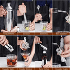 Kit Barman Coqueteleira Profissional Inox 10 Peças