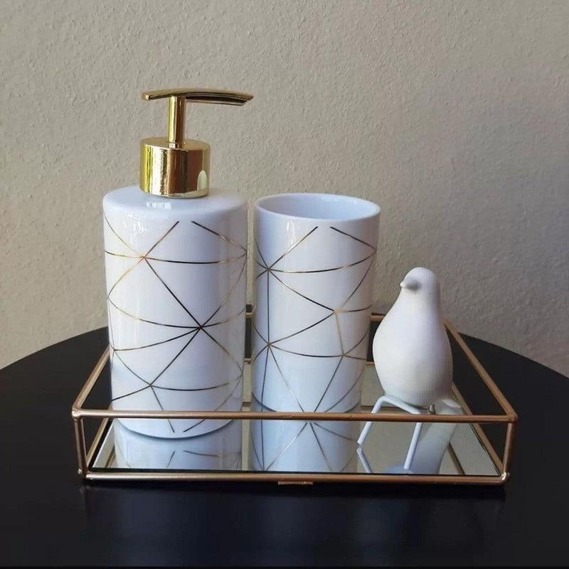 Bandeja Decorativa com Espelho Luxo - Modern Casa
