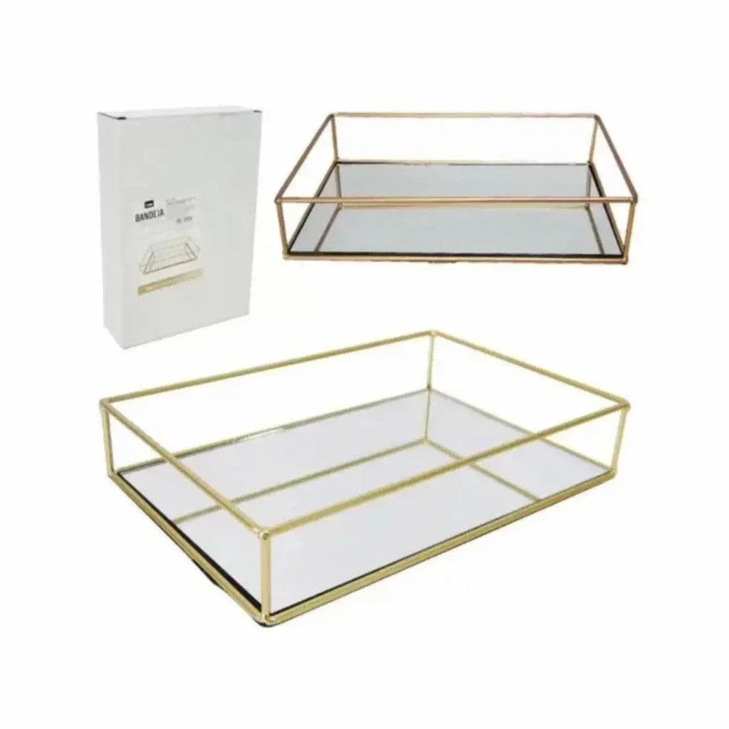 Bandeja Decorativa com Espelho Luxo - Modern Casa