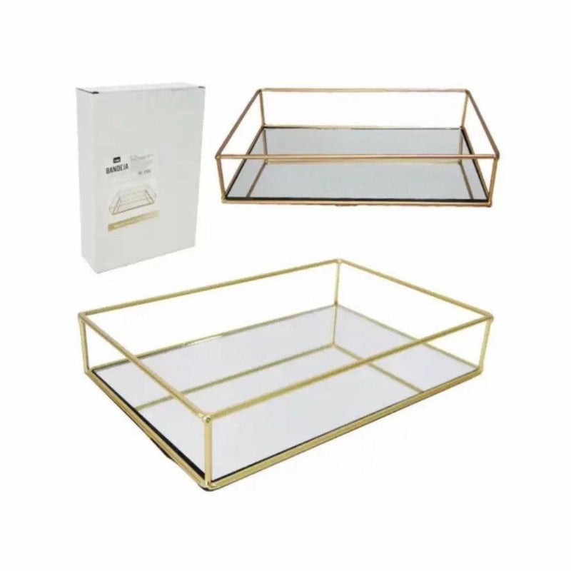 Bandeja Decorativa com Espelho Luxo - Modern Casa