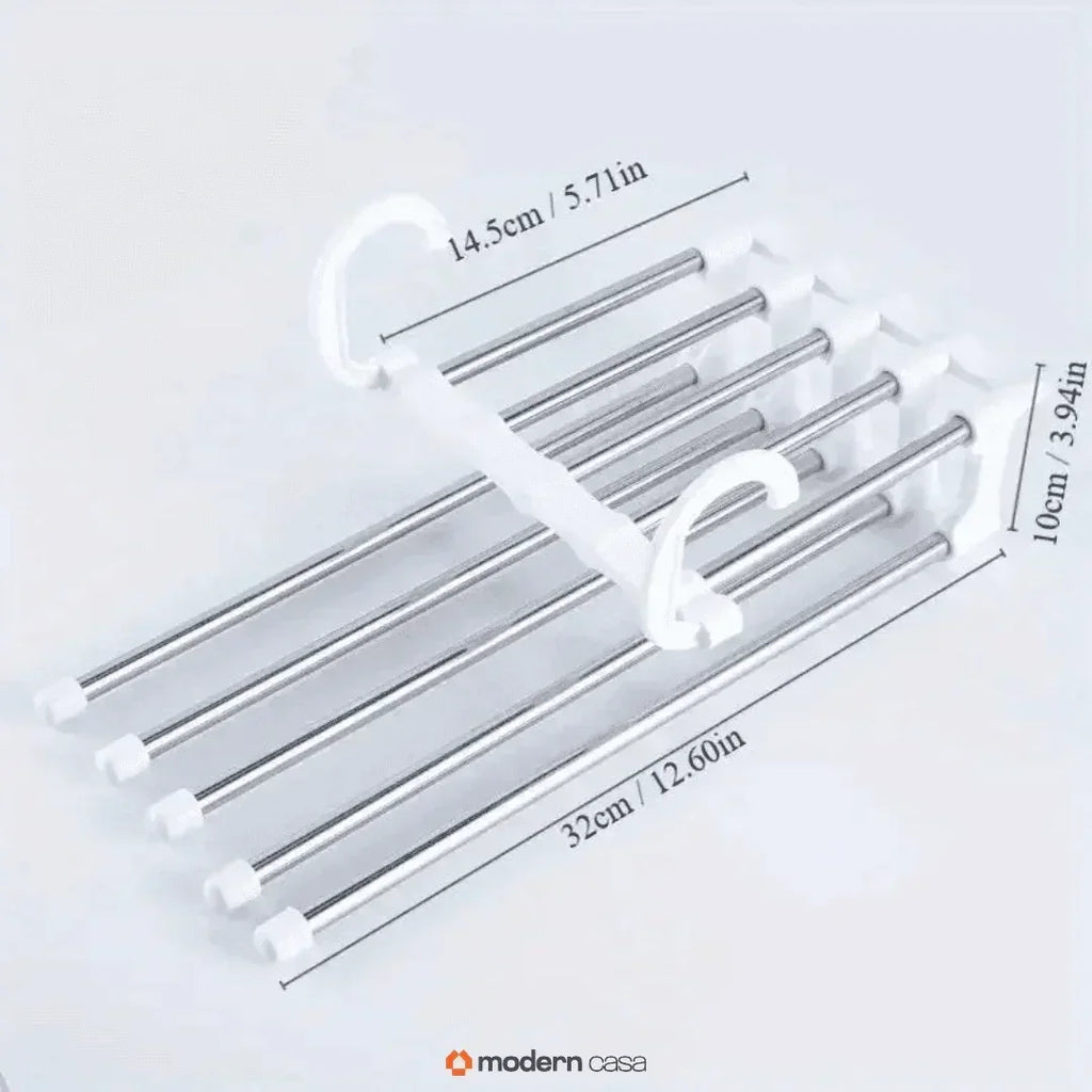 Cabide Organizador Inox para Calças - Retrátil 5 em 1 - Modern Casa