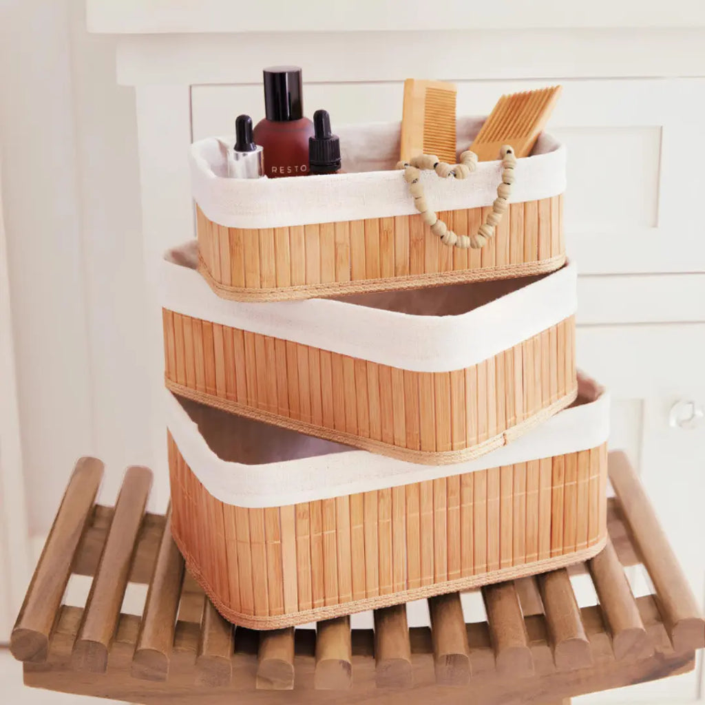 Cestos Organizadores de Bambu Kit 3 - Modern Casa