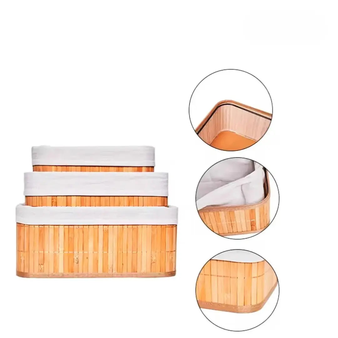 Cestos Organizadores de Bambu Kit 3 - Modern Casa