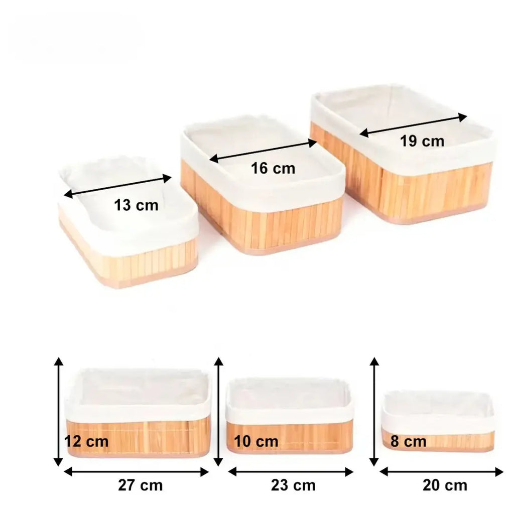Cestos Organizadores de Bambu Kit 3 - Modern Casa