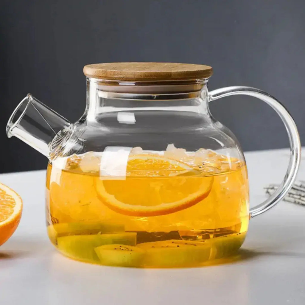 Chaleira de Vidro com Tampa de Bambu - Modern Casa