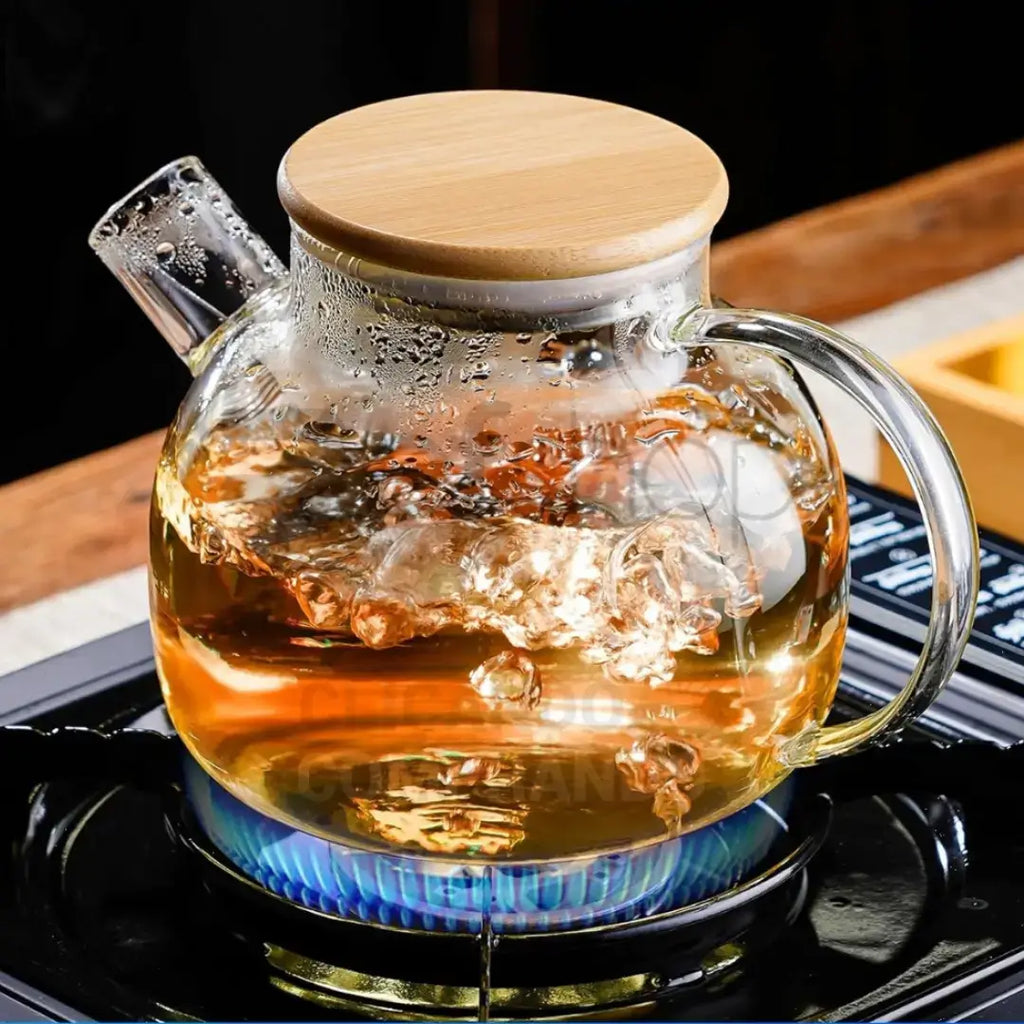 Chaleira de Vidro com Tampa de Bambu - Modern Casa
