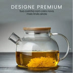 Chaleira de Vidro com Tampa de Bambu - Modern Casa