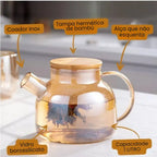 Chaleira de Vidro com Tampa de Bambu - Modern Casa