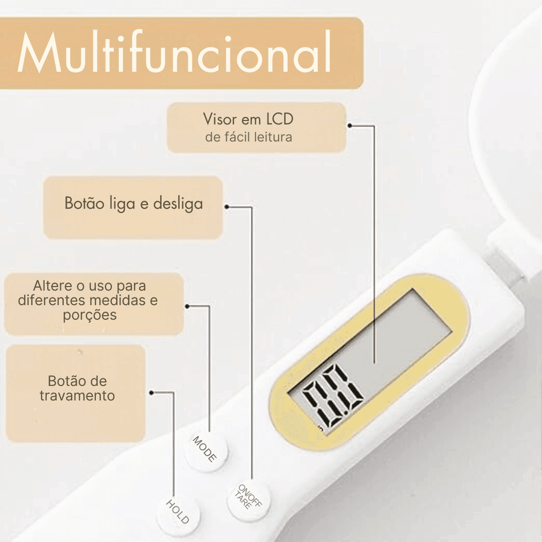 Colher Medidora em Colher com Balança Digital - Modern Casa