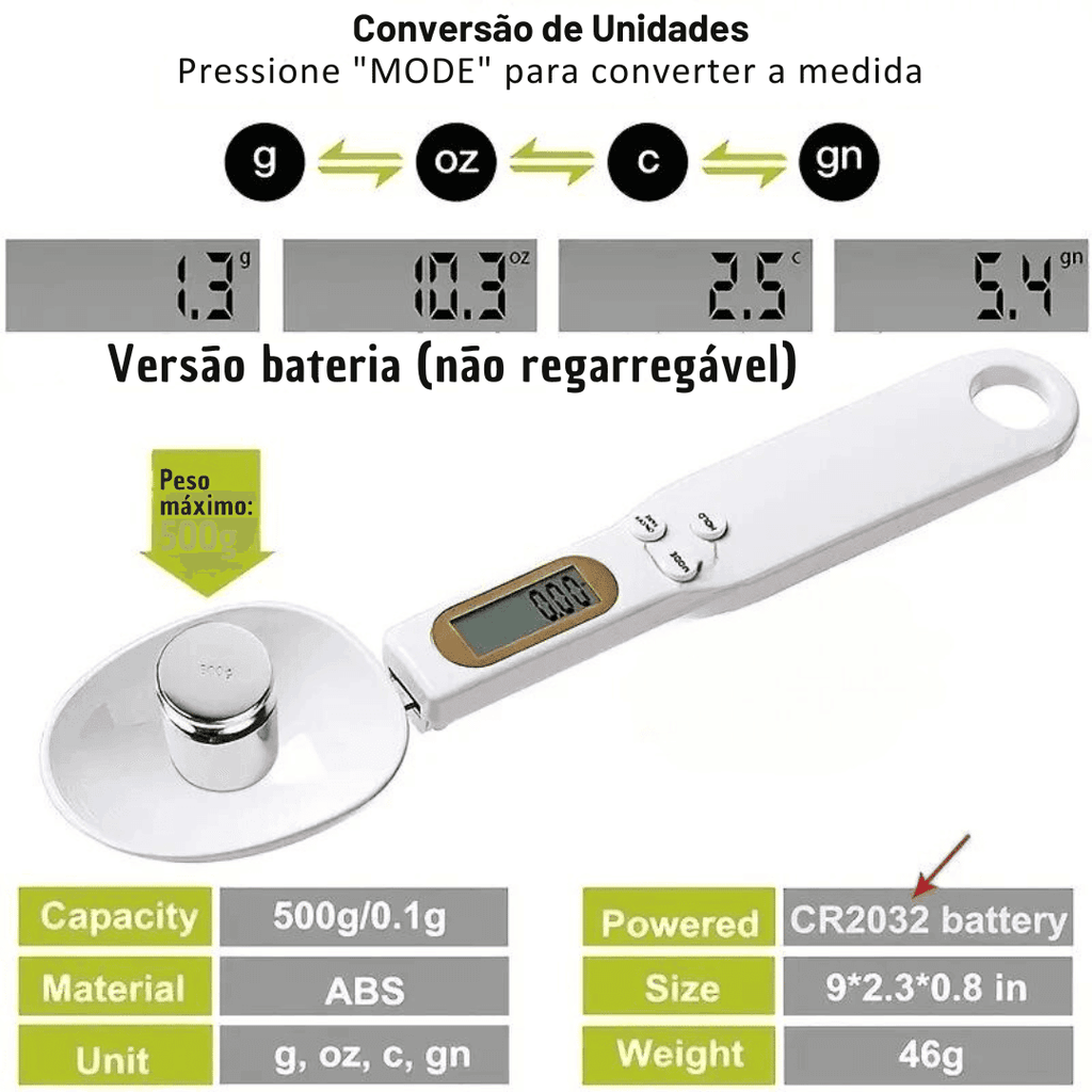 Colher Medidora em Colher com Balança Digital - Modern Casa