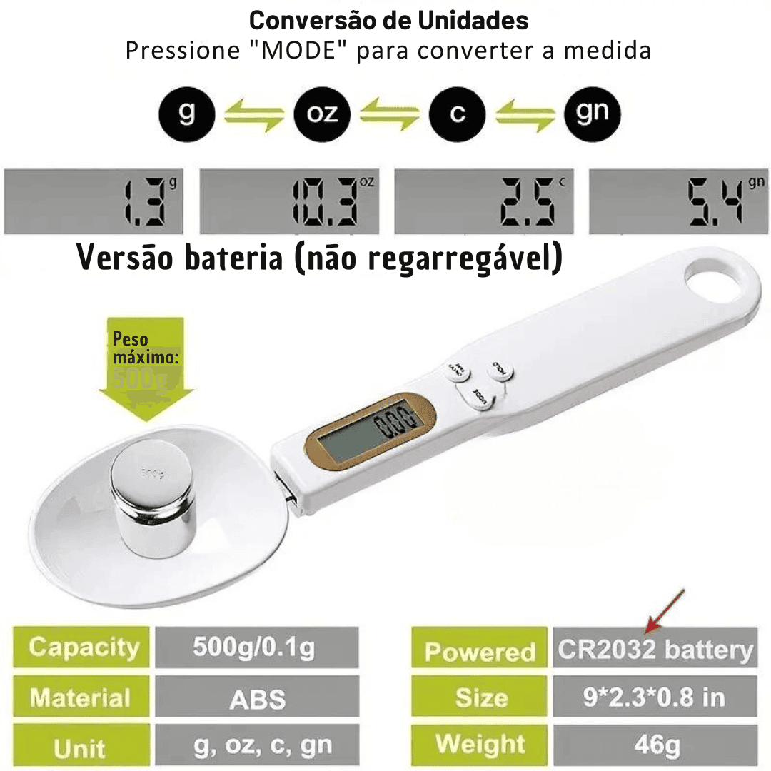 Colher Medidora em Colher com Balança Digital - Modern Casa