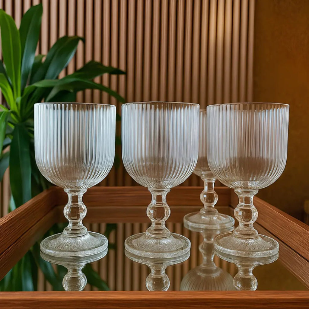 Conjunto de 6 Taças Caneladas de Vidro - Modern Casa