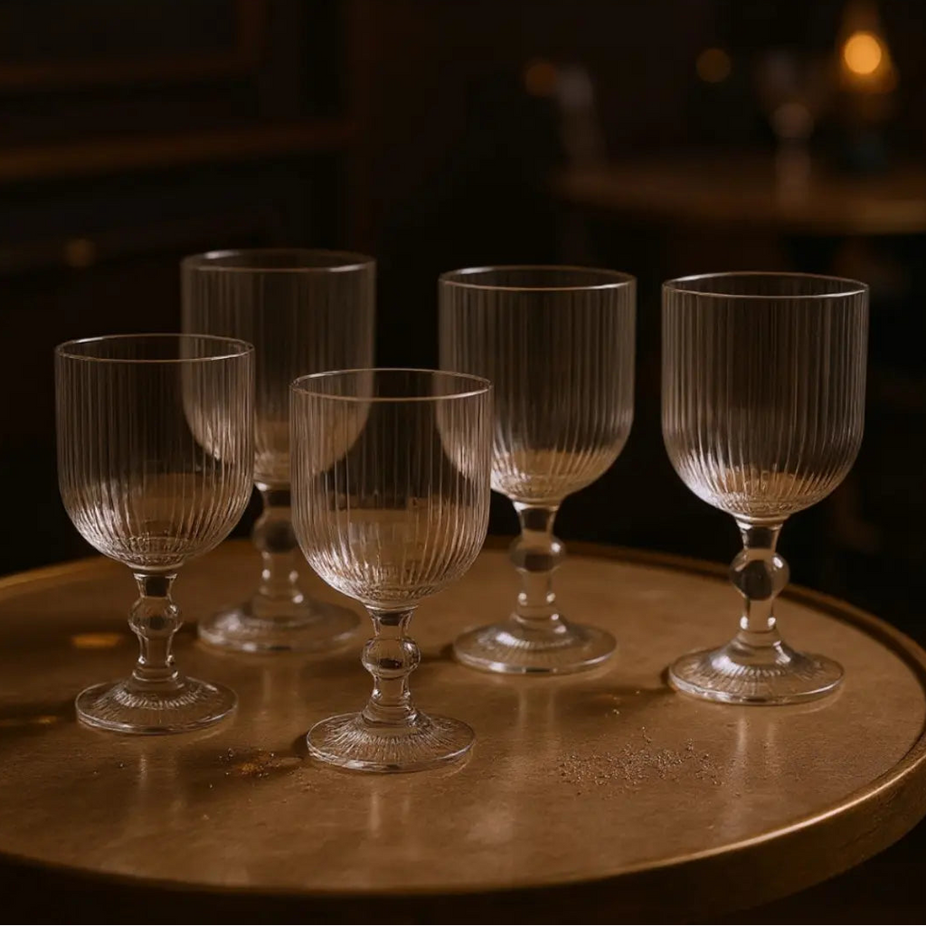 Conjunto de 6 Taças Caneladas de Vidro - Modern Casa