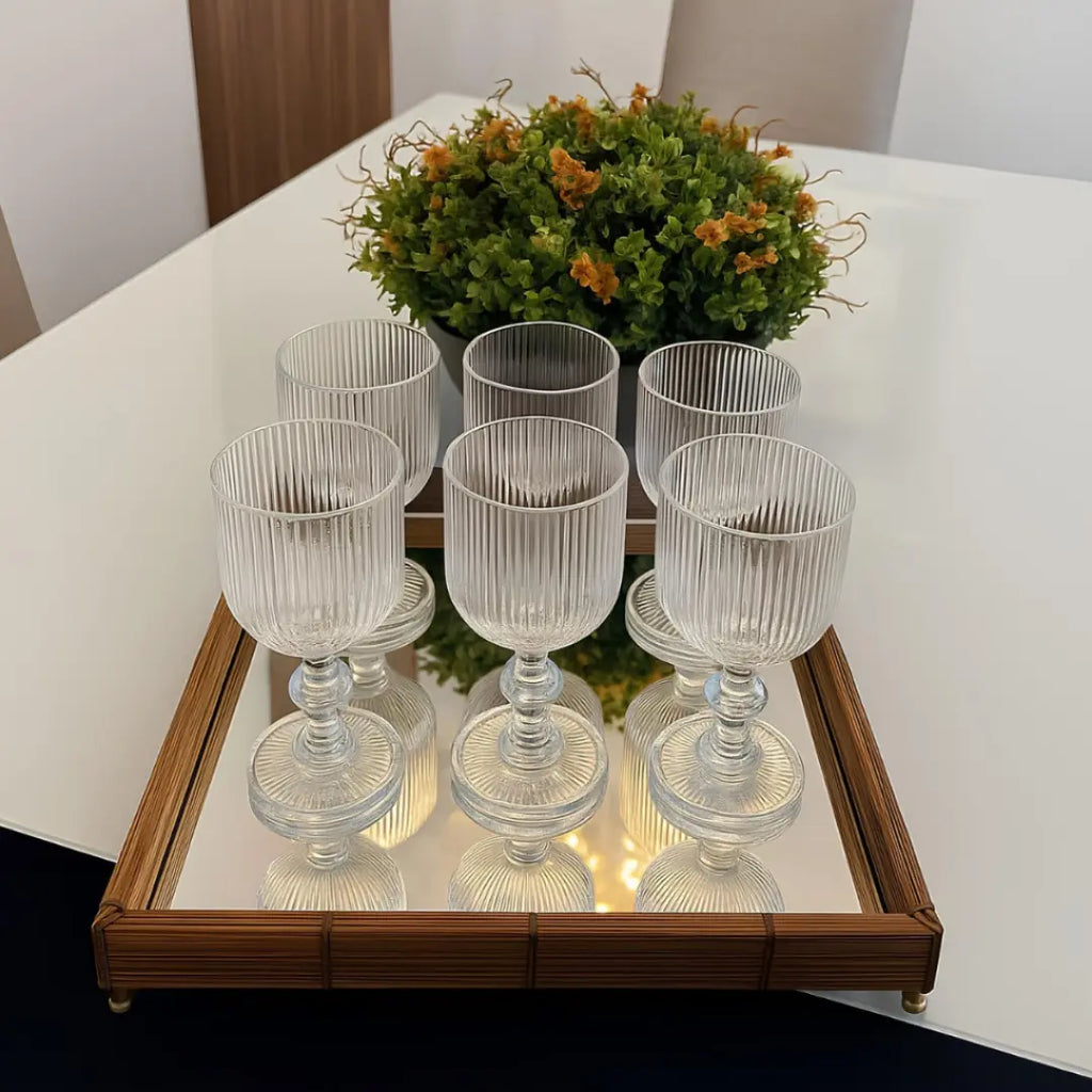 Conjunto de 6 Taças Caneladas de Vidro - Modern Casa
