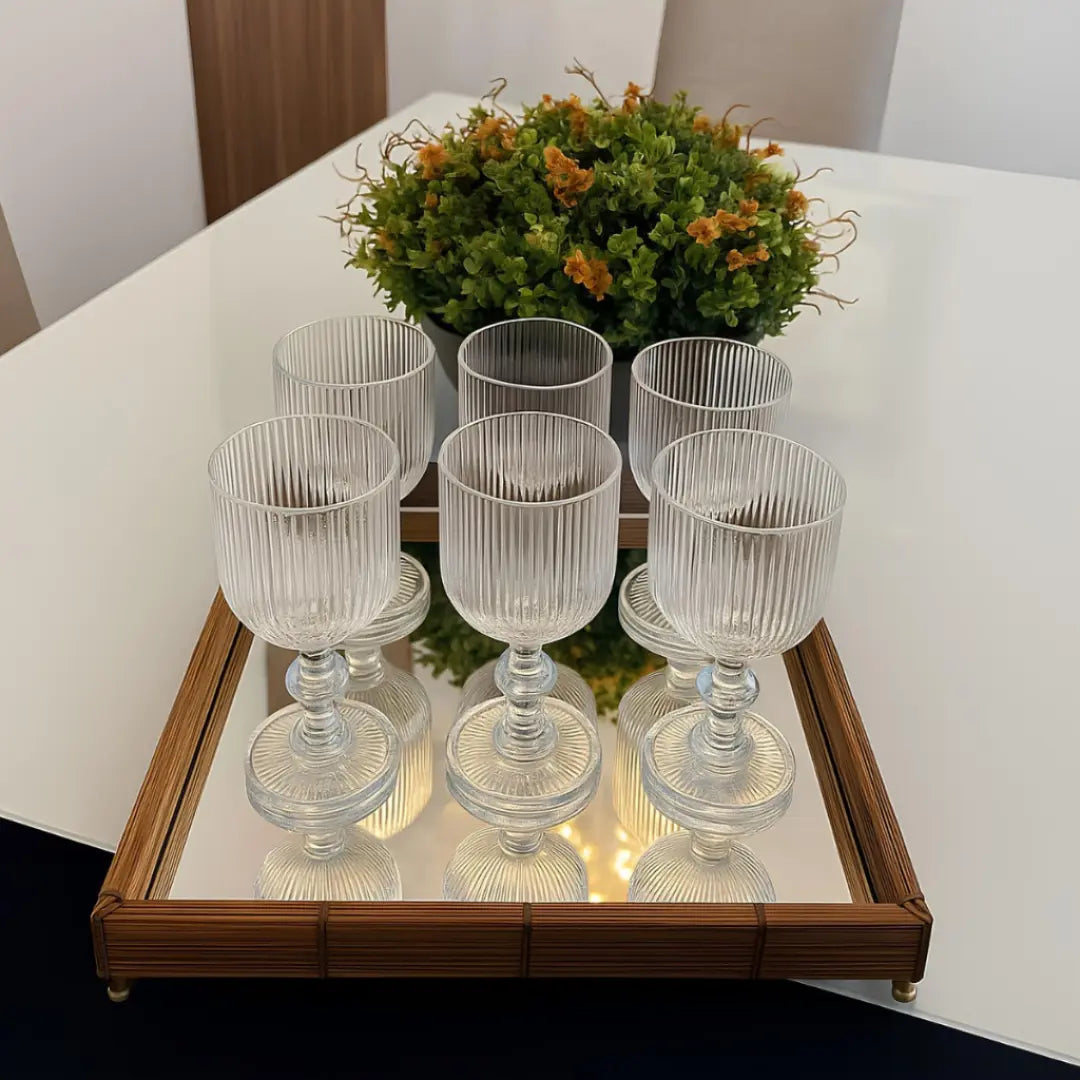 Conjunto de 6 Taças Caneladas de Vidro - Modern Casa
