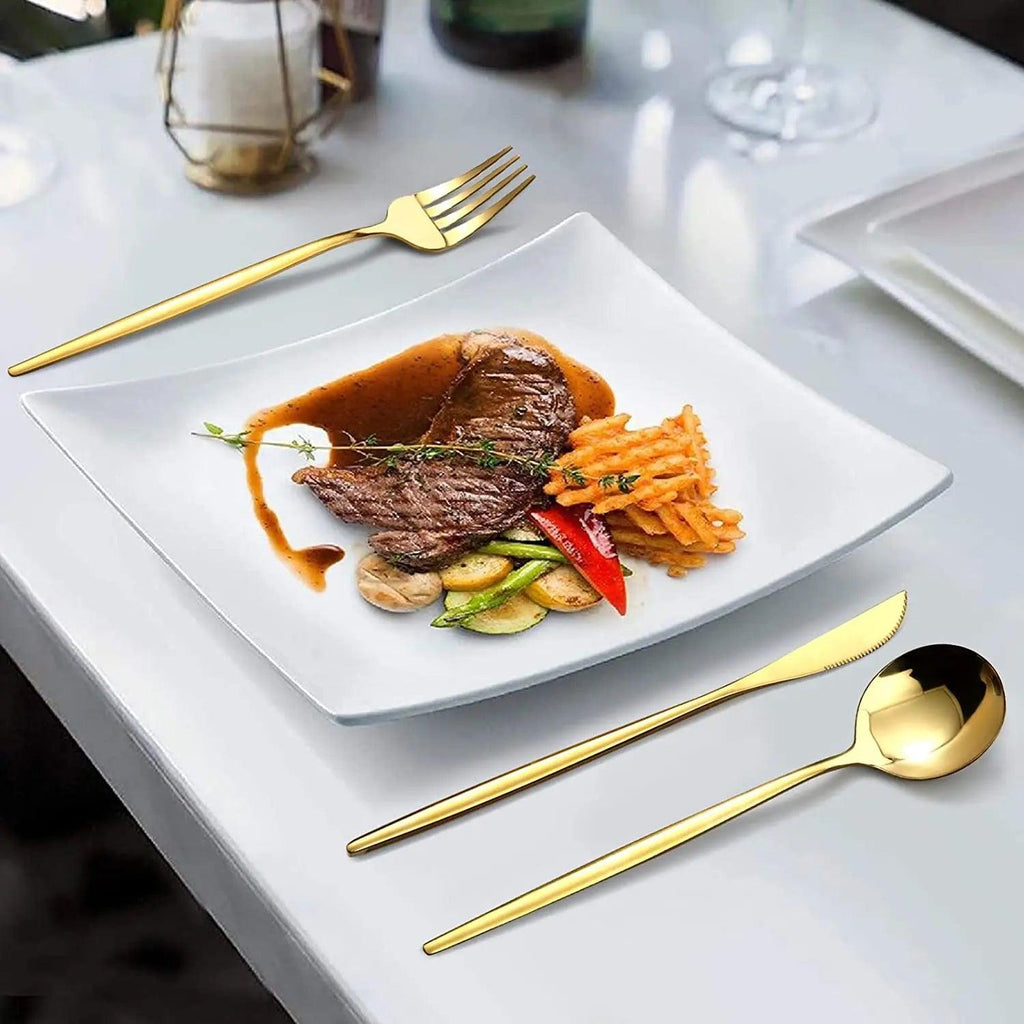 Conjunto de Talheres Luxo Dourado Inoxidável 24 Peças - Modern Casa