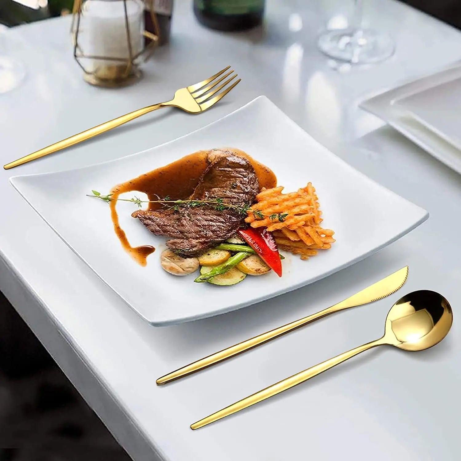 Conjunto de Talheres Luxo Dourado Inoxidável 24 Peças - Modern Casa