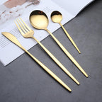 Conjunto de Talheres Luxo Dourado Inoxidável 24 Peças - Modern Casa