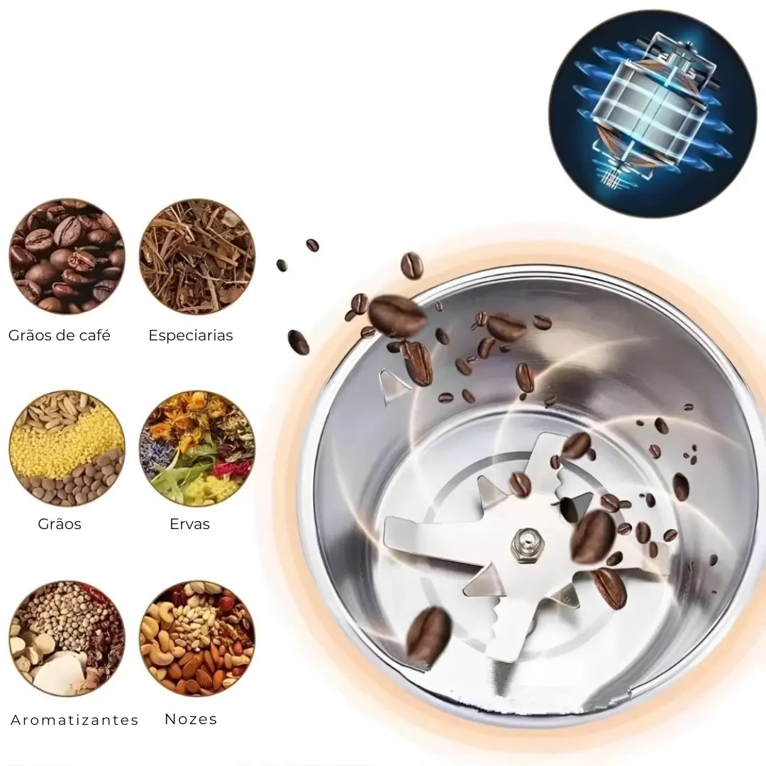 Moedor de Café Elétrico Multifuncional em Aço Inox