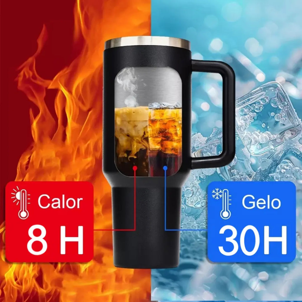 Copo Térmico Inox Portátil com Tampa e Canudo 1200ML - Modern Casa