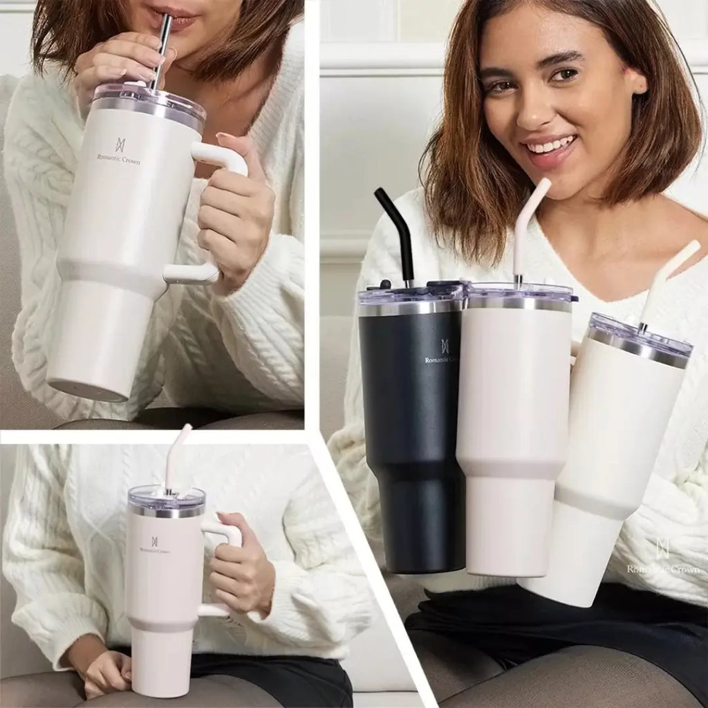 Copo Térmico Inox Portátil com Tampa e Canudo 1200ML - Modern Casa