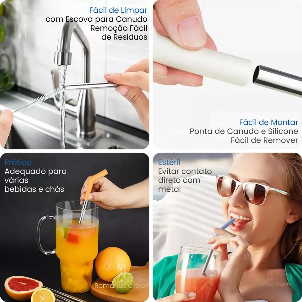 Copo Térmico Inox Portátil com Tampa e Canudo 1200ML - Modern Casa