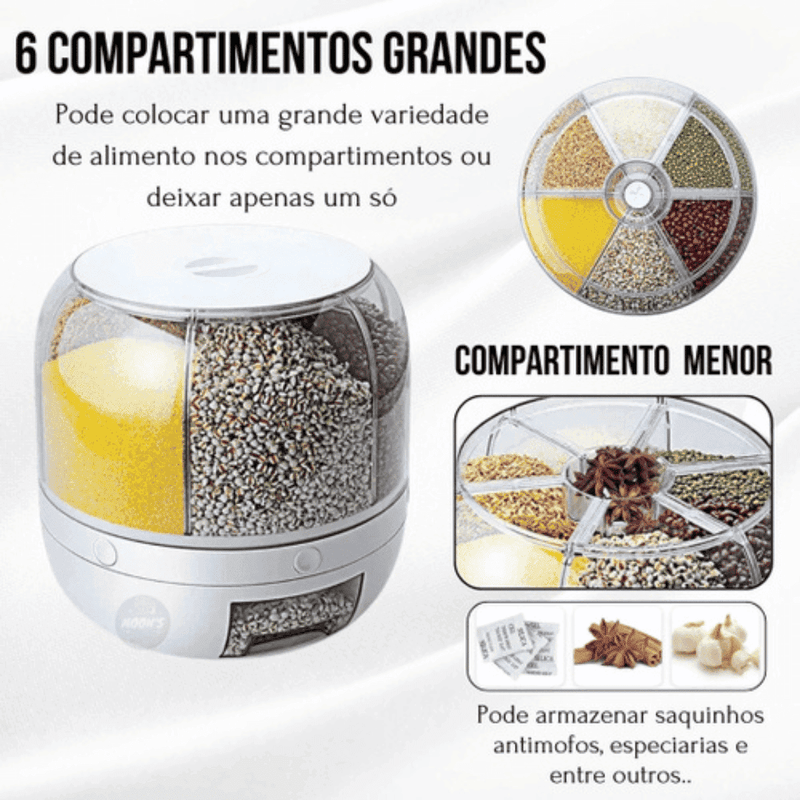 Dispensador Giratório 360° para Arroz e Grãos - Modern Casa