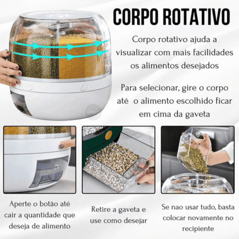 Dispensador Giratório 360° para Arroz e Grãos - Modern Casa