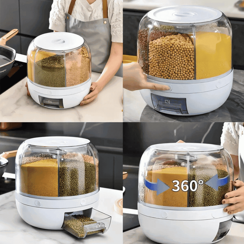 Dispensador Giratório 360° para Arroz e Grãos - Modern Casa