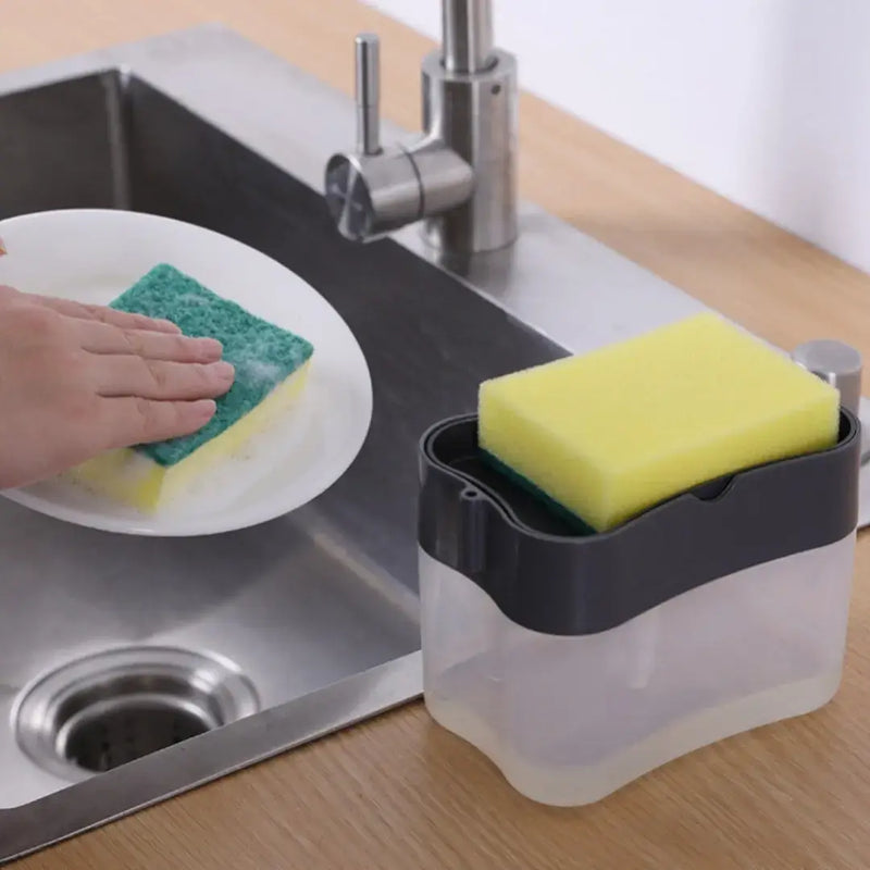 Dispenser Sabão Detergente 2 em 1 com Porta Esponja