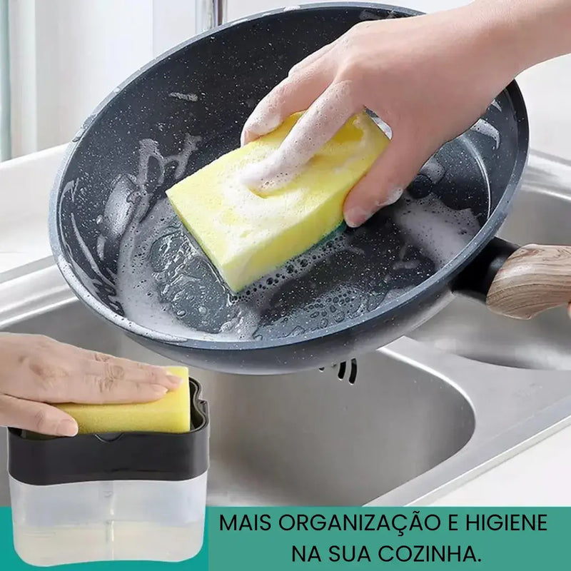 Dispenser Sabão Detergente 2 em 1 com Porta Esponja