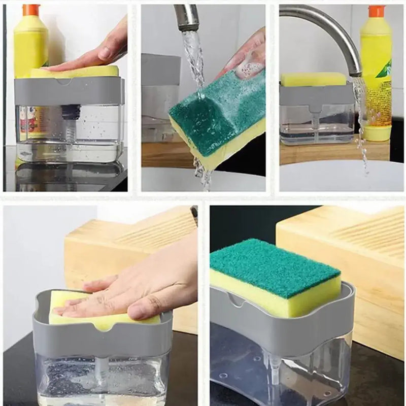 Dispenser Sabão Detergente 2 em 1 com Porta Esponja