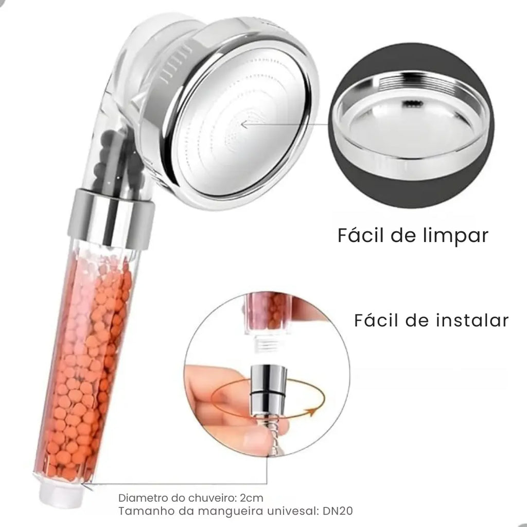 Ducha de Alta Pressão com Filtragem Iônica - Modern Casa