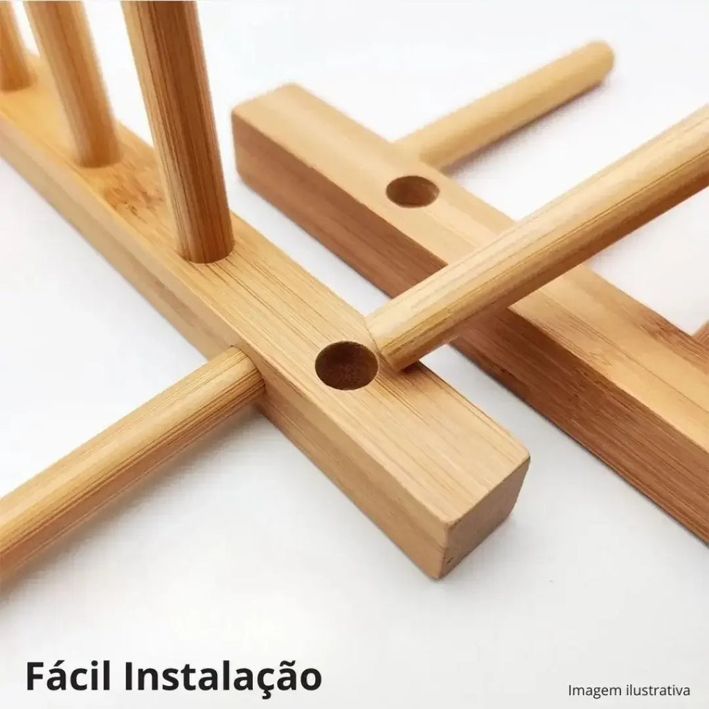 Escorredor de Pratos em Bambu Natural - Modern Casa