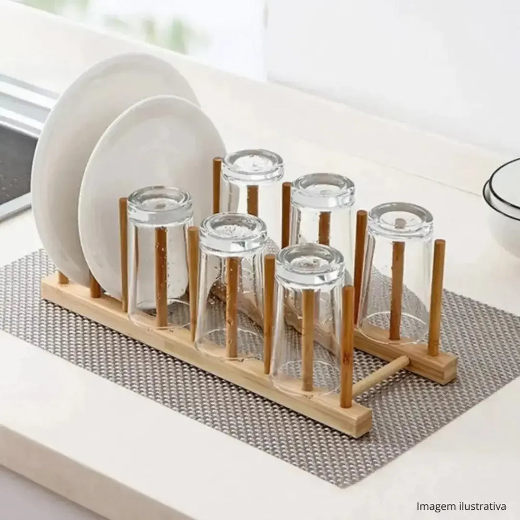 Escorredor de Pratos em Bambu Natural - Modern Casa